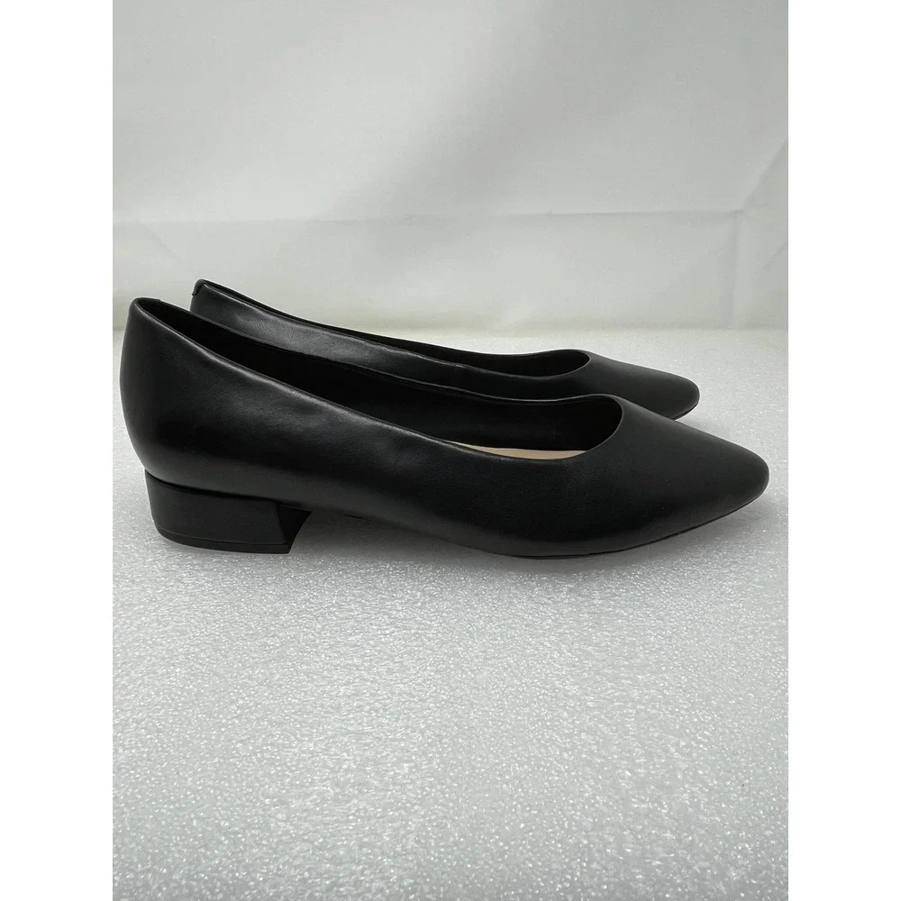 Easy Spirit Caldise Womens 10W Black Leather Pointed Toe Block Heel Pumps Shoes